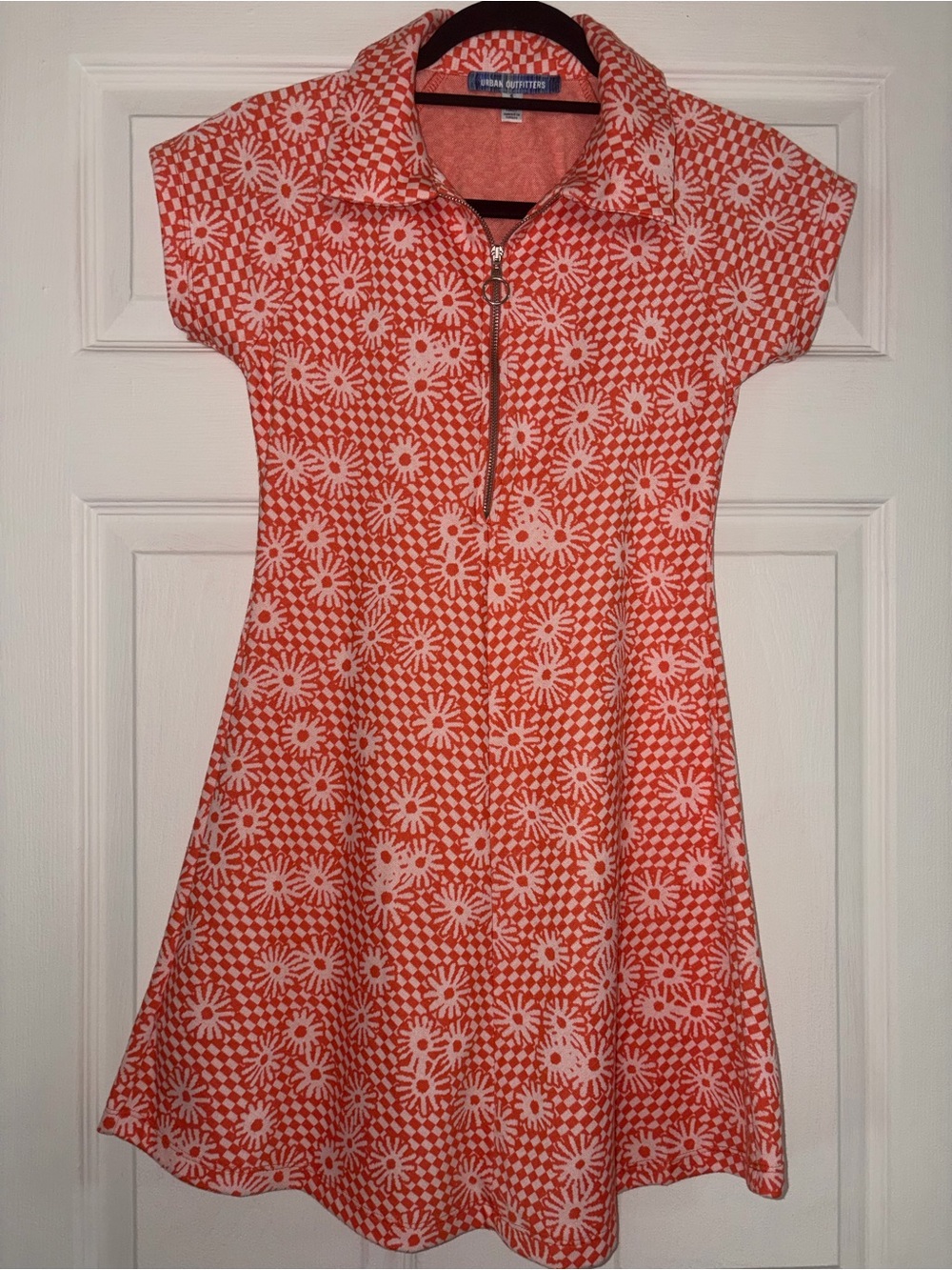 Urban Outfitters Checkered and Floral Zip Up Mini Dress